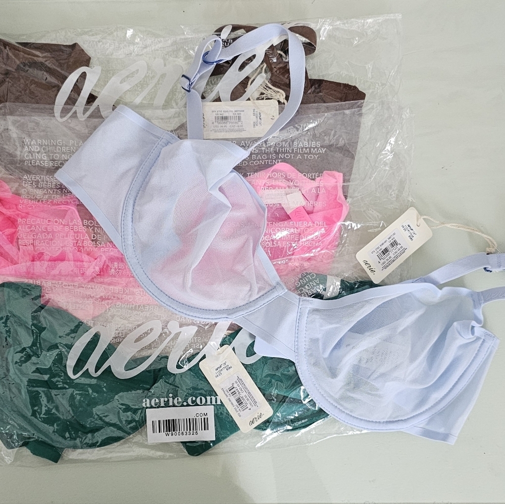 BUNDLE LOT of 4 34D aerie Smoothez Balconette Sheer Mesh Bras NWT! - Picture 8 of 8